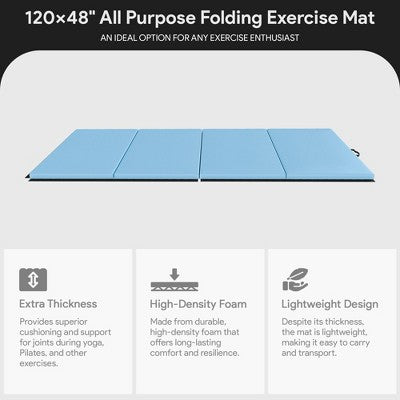 BalanceFrom Fitness 120x48" All Purpose Folding Gymnastics Exercise Mat, Blue