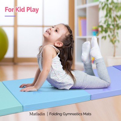 Matladin 8 FT Folding Gymnastics Gym Exercise Aerobics Mat, PU Leather Tumbling Mats for Stretching Yoga Cheerleading Martial Arts