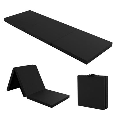 Tri-Fold Folding Exercise Mat 6 ft x 2 ft Portable Gymnastics Tumbling Mat Yoga Black
