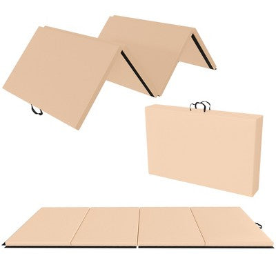 BalanceFrom Fitness 120 x 48" All Purpose Folding Gymnastics Exercise Mat, Beige Main image