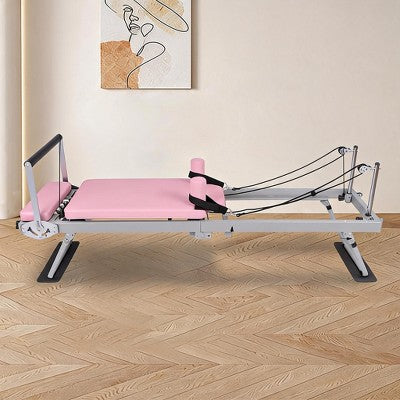 Foldable Pilates Reformer Machine for Home Use - Professional Strength Training Equipment with Jump Board & Dual Resistance Tension Cords Pink Main image