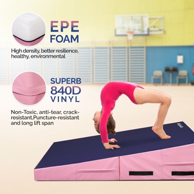Matladin Tumbling Mat - Folding Gymnastics Cheese Wedge Mat for Kids, Girls Home Training