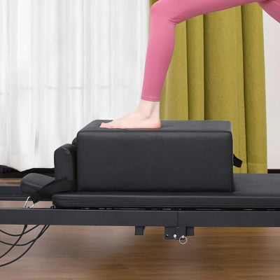 Pilates Sitting Box for Reformer - Professional Padded Leather Pilates Box with 350lb Capacity for Home Gym & Studio Workouts Regular