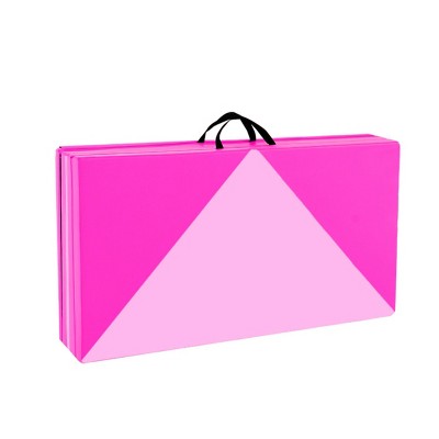 Gymax Foldable PU Leather Gymnastics Mat for Tumbling Exercise and Yoga Sessions Pink