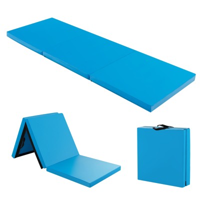 Tri-Fold Folding Exercise Mat 6 ft x 2 ft Portable Gymnastics Tumbling Mat Yoga Black