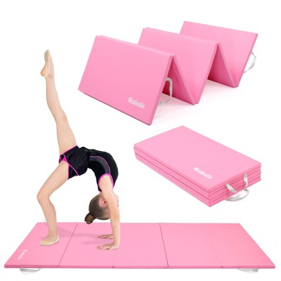 Matladin 8 FT/6FT Folding Gymnastics Gym Exercise Aerobics Mat, PU Leather Tumbling Mats for Stretching Yoga Cheerleading Martial Arts, Play