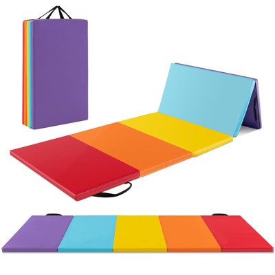 Gymax 6.6Ft x 2.5Ft 5-Panel Thick Folding Gymnastics Mat w/ Carry Handles for Kids