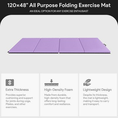 BalanceFrom Fitness 120x48" All Purpose Folding Gymnastics Exercise Mat, Purple